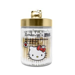 NWT The Crème Shop x Hello Kitty glass jar in matte gold with swabs.